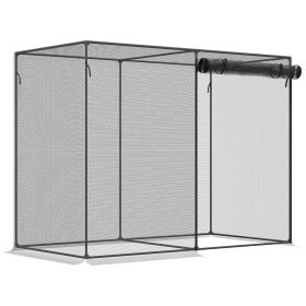 Outsunny 6' X 3' Crop Cage, Plant Protection Tent With Zippered Doors For Vegetable Garden, Backyard (Color: Black)